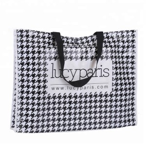 Renewable Design for Animal Print Tote – Large waterproof laminated pp non woven shopping bag with latticed pattern – Xinlimin