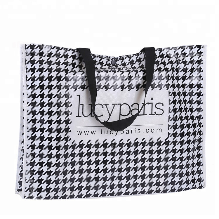 PriceList for Grocery Tote Bags - Large waterproof laminated pp non woven shopping bag with latticed pattern – Xinlimin