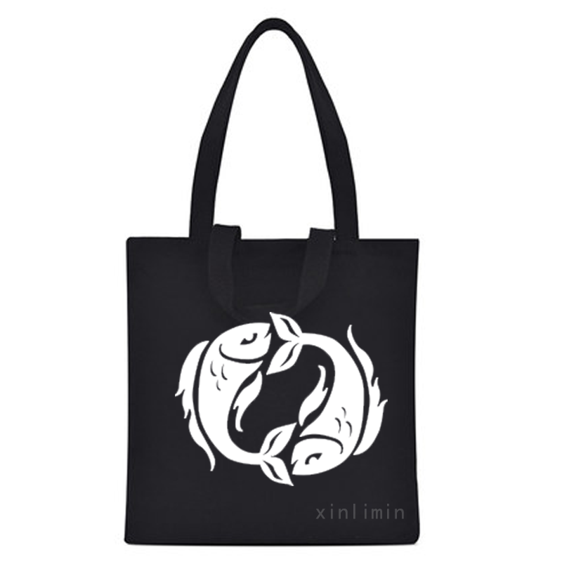 Factory source Cotton Cloth Bags - New fashion small folding travel fish pattern cotton shopping bag – Xinlimin