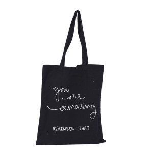 Custom print women white large canvas tote bag with inside pockets