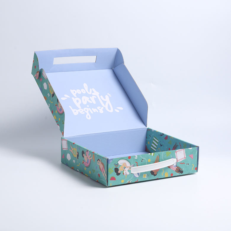 Custom Printed Packaging Suitcase Shipping Mailer Corrugated Box Carrying Case With Handle