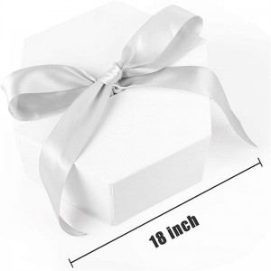 White Cardboard Hexagon Shape Flower Packaging Gift Presentation Box With Ribb 2