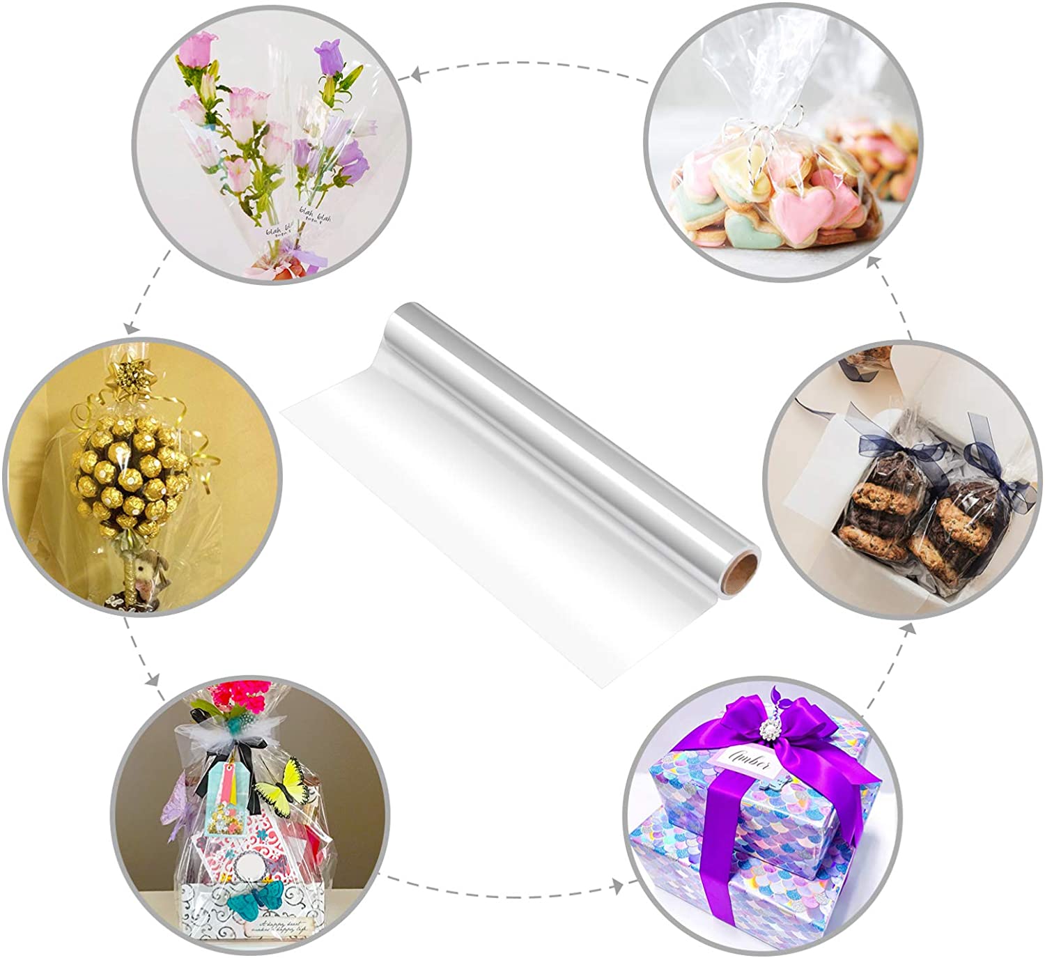 Wholesale Rainbow Clear Cellophane Film Flower Wrapping Upmsp