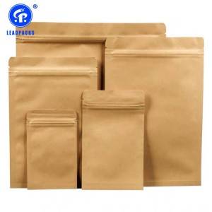 Wholesale 3 side seal pouch sachet With Resealable Zipper For Coffee Tea Powder Craft Paper bio degradable plastic Bag
