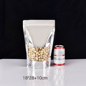 Wholesale stand up silver ziplock foil bag for food packaging
