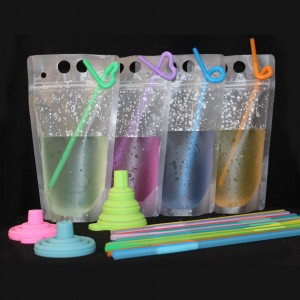 Customized Standing Juice Drink Pouch With Straw, Gravure Printing Plastic Beverage Packing Bag, OEM Bags