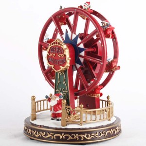 Wholesale natal 2021 plastic craft led animated ferris wheel Christmas music box