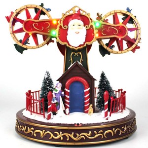 Wholesale hotsell illuminated plastic Christmas decor custom electronic ferris wheel music box for gift