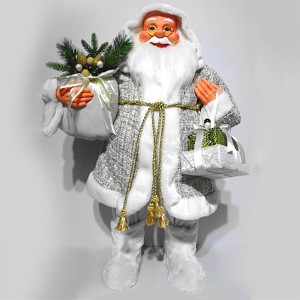 Wholesale White noel 60 cm Standing fabric Santa Claus indoor Christmas decor figurine