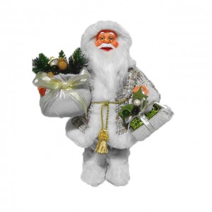 Wholesale Seasonal decor 40 cm rustic fabric Standing Santa Claus Christmas figure with knitted Jacket