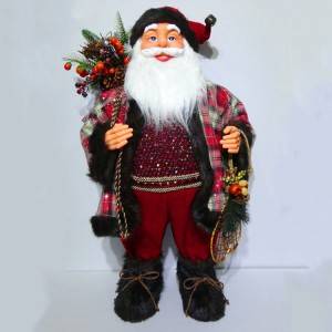 Christmas room decor figure 80 cm plastic Xmas Standing Santa Claus with sack