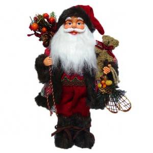 High Quality noel 40 cm plastic Standing Santa Claus tabletop Christmas decor in fabric cloth