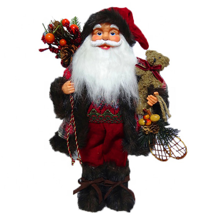 Good quality Fabric Santa Claus - High Quality noel 40 cm plastic Standing Santa Claus tabletop Christmas decor in fabric cloth – Melody