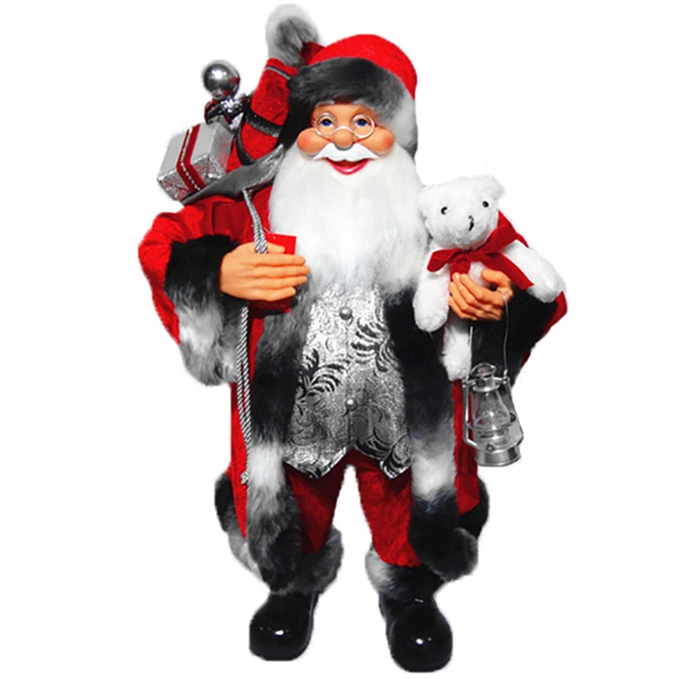 China OEM Outdoor Santa Claus - China Supplier big old fashion Christmas decor 80 cm Plastic noel Standing Santa Claus doll in colourful fabric clothes – Melody