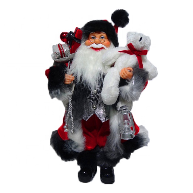 Good Quality Fiberglass Life Size Santa Claus - Custom design 40 cm Christmas indoor decor Plastic Standing Santa Claus figure for sale – Melody