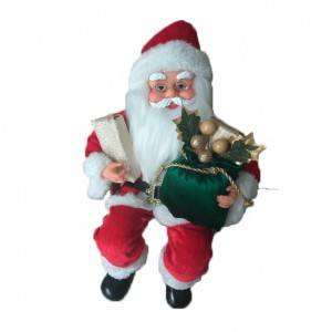 Wholesale seasonal indoor decor 36 cm small size noel sitting Plastic Christmas Santa Doll