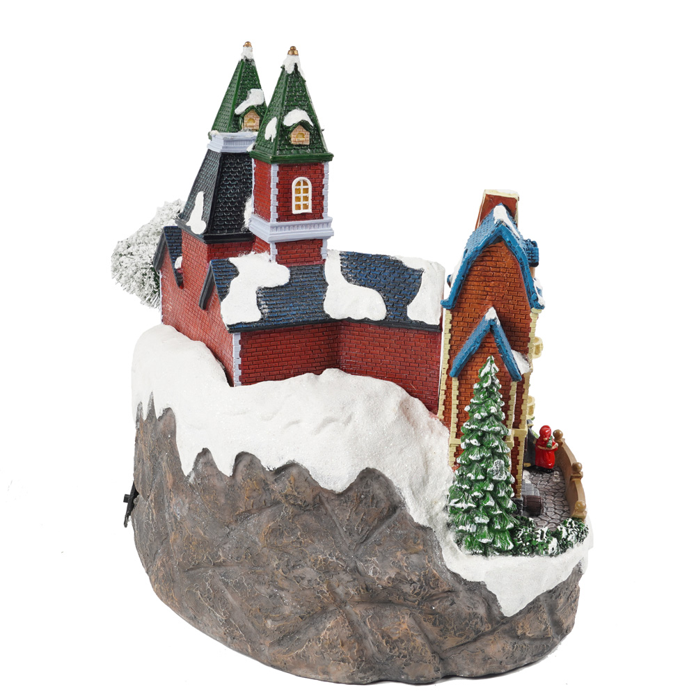 2018 Good Quality Christmas Village Electric Train Sets - Hot sell Xmas themed train station model, custom made seasonal resin animated Led musical Christmas Village – Melody