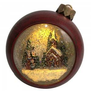 Seasonal Led light up Xmas Santa and kid scene ball shaped Christmas Swirling glitter snow globe for indoor ornament