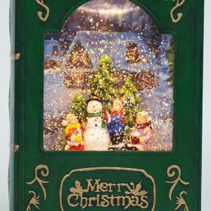 Customized design noel Led light up Xmas snowman scene musical glitter water spinning Christmas snow globe