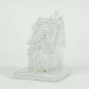 New arrive Wholesale noel Xmas decor BO Illuminated Crystal Acrylic water spinning Christmas village