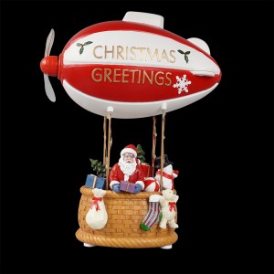 New arrive Melody Creative rotating Led Xmas scene resin airship figurine Christmas decoration for seasonal gift