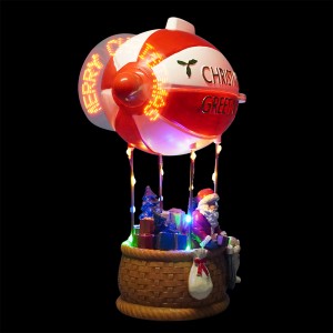 New arrive Melody Creative rotating Led Xmas scene resin airship figurine Christmas decoration for seasonal gift