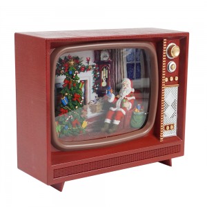 MELODY Xmas Santa home scene LED swirling glitter Plastic TV water Lantern Christmas snow globe Decoration