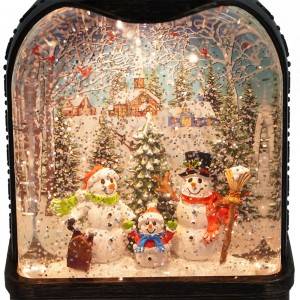 Antique noel Xmas snowman village scene Led glitter indoor tabletop water spinning lantern snow globe Christmas decor