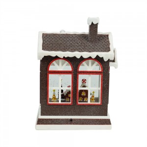 MELODY Lighted Water Gingerbread House Swirling Glitter water lantern Christmas snow globe decoration
