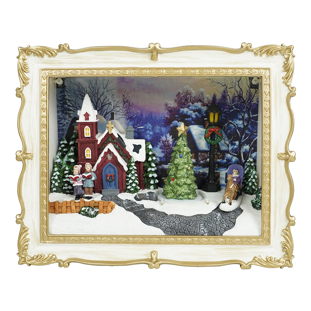 OEM/ODM Manufacturer Christmas Town Village Sets - Custom Musical Led  photo frame modeling Christmas scene with Rotating Christmas Tree  table top Christmas indoor ornament – Melody