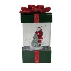 Plastic craft battery operated musical water filled glittering Led lighted decor with Santa inside
