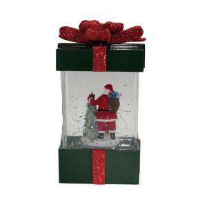 Plastic craft battery operated musical water filled glittering Led lighted decor with Santa inside