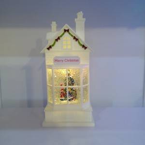 16″ H Lighted Musical Carol Scene Spinning Water Church Christmas Decoration