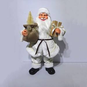 OEM Noel White 80 cm plastic Standing Santa Claus figurine for Christmas decoration