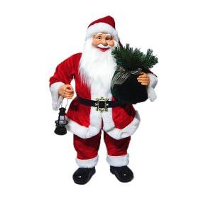 Noel Led light indoor Christmas decor 60 cm Plastic Standing Santa Claus in Fabric Cloth