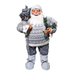 Excellent quality Animated Santa Claus - Wholesale indoor fabric Christmas decor Big 80 cm Plastic Standing Santa Claus with mistletoe bag – Melody