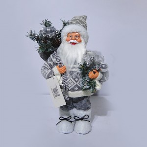 High Quality Christmas decor vintage 30 cm fabric Standing Santa Claus with mistletoe bag