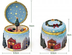 Wholesale Wind up LED Carillon di Albero di Natale Twinkling Glowing Elk and Christmas Tree Music Box for Xmas Seasonal Gift