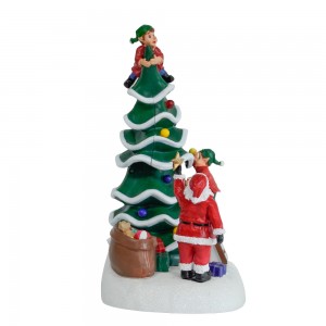 Plastic LED Musical Christmas Ornaments Animated Christmas Tree scene Christmas village For Christmas decorations