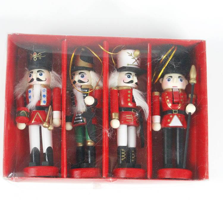 Excellent quality Merry Christmas Nutcracker - Custom Set of 4 Wholesale Christmas nutcracker wood hanging ornament – Melody