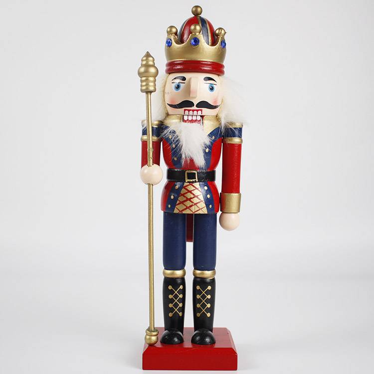 Excellent quality Merry Christmas Nutcracker - Wholesale Christmas festival decor red Uniform wooden Holding Gold Scepter Traditional King nutcracker figurine – Melody