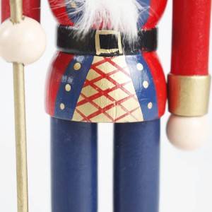 Wholesale Christmas festival decor red Uniform wooden Holding Gold Scepter Traditional King nutcracker figurine