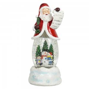 Wholesale noel BO water spinning Santa Claus musical led Christmas snow globe with Xmas snowman tree scene