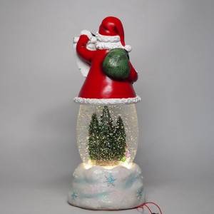 Wholesale noel BO water spinning Santa Claus musical led Christmas snow globe with Xmas snowman tree scene
