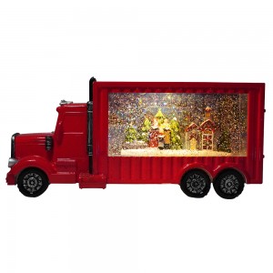 Wholesale New Plastic caroller family scene trailer truck Vintage musical led illuminated Christmas snow globe