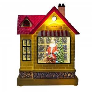 Wholesale plastic Water spinning Illuminated musical led Santa shop Christmas snow globe for home decor