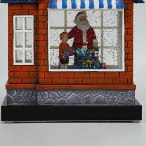 Customized Bo Xmas Scene Water spinning Illuminated musical led Santa shop Christmas snow globe