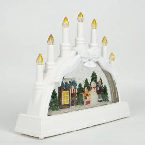Xmas snowman village scene noel musical led illuminated water spinning Candle holder Christmas snow globe