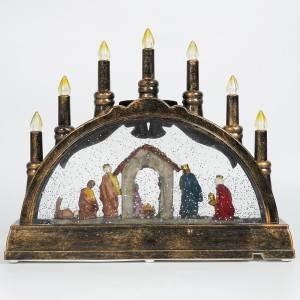 Wholesale custom design nativity scene noel musical led illuminated water spinning Candle holder Christmas snow globe