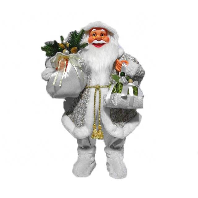 Reasonable price Life Size Santa Claus - Wholesale White noel 60 cm Standing fabric Santa Claus indoor Christmas decor figurine – Melody